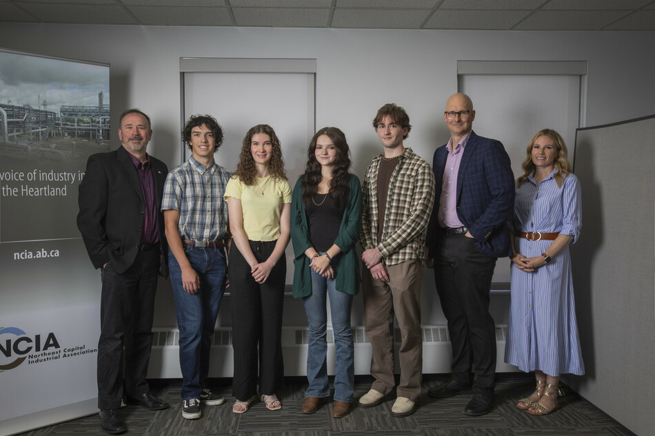 2024 NCIA Scholarship Recipients Left to Right: Patrick Howe (Executive Director, NCIA); Aiden Parkes; Caitlin McElhatton; Avery Adele Graham; Brendan McFatridge; Greg Poholka (NCIA Board Chair); Chantal Delfs (NCIA Public Affairs Manager). Not pictured: Dawson Finnerty